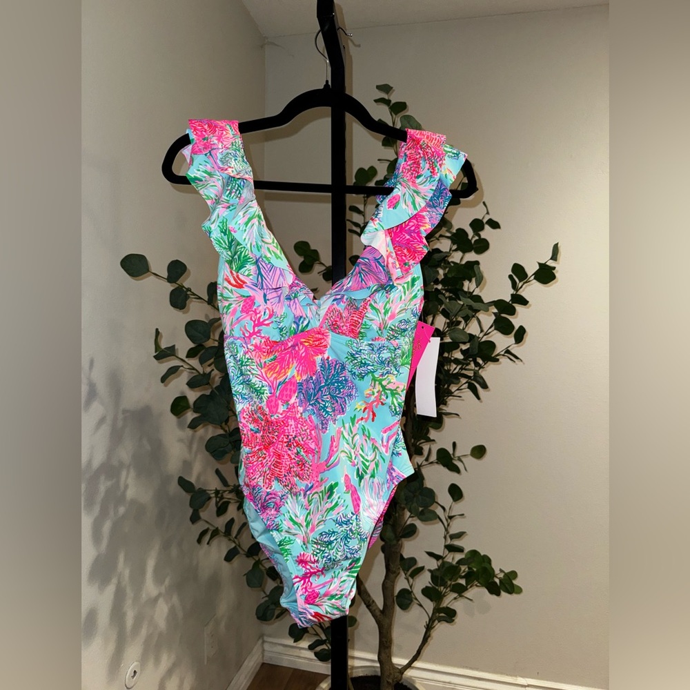 LILLY PULITZER - HUEY RUFFLE ONE PIECE BATHINGSUIT - CAY TO MY HEART
